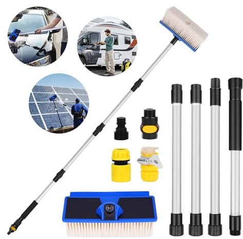 YYAQZD Cepillo de lavado telescópico, cepillo de lavado para coche con mango telescópico, 168 cm, cepillo de lavado para camiones, caravanas, autobuses, furgonetas, autobuses, caravanas, autobuses,