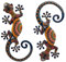 Liffy Metal Eidechse Gecko Wandkunst - 2er Pack 15 Zoll Metall Wanddekoration, Eidechse Outdoor Hängende Glas Skulptur Dekoration für Hof Garten Kunst, Terrasse Zaun Zuhause