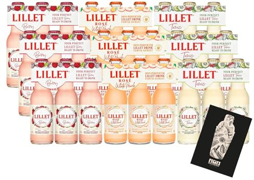 Individuelles Set mit Lillet ready to drink Mischgetränk 27er Set mit Rose White Peach,Berry,Tonic - 27x 200ml (je 10,3% vol) - [Enthält Sulfite]