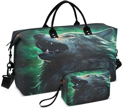 Hoffnungsloser Cyan-Brüllwolf Sporttasche Handtasche mit Make-up Aufbewahrungstasche Badetasche für Reisen Mädchen Männer
