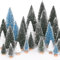 Waipfaru Christmas Decorations, Blue Bottle Brush Christmas Trees, 21 Pcs White Mini Christmas Trees, Miniature Pine Trees for Xmas Tabletop Crafts Indoor Table Home Decor (Blue & White)