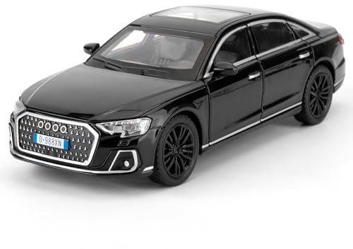 imtfzct 1/32 Audi A8 Modellauto, Spielzeugauto mit Sound- und Lichtfunktion, Kinderspielzeug Modellauto mit Pull-Back-Funktion, Modellauto in Sammlerqualität, Geschenk für Kinder (schwarz)