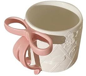 Ceramic Coffee Mug Chocolate Cup for Girl Tea Milk Cup Bow On Handle Hand Stereo Mug for Office Home