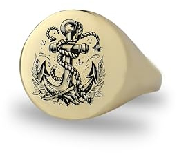 Gravierte Anker Siegelring - Benutzerdefinierte Anker Goldring - Matrosen Ring - Anker Ring - Bedeutungsvolle Aussage Ring