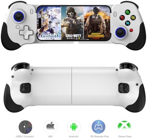 Megadream USB C Mobile Gaming Controller for iPhone 15/16 Series & Android, PS Remote Player Gamepad for PS5/PS4/Xbox/PC, Cloud Gaming Joystick, Hall Joysticks/Hall Trigger,COD,PUBG,Genshin Impact