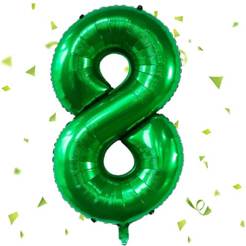 Zahlen Luftballon,Dunkelgrün Luftballon 8, 40 Zoll Dunkelgrün Folienballon 8,101cm Dunkelgrün Zahlenballon 8 Helium Ballon Luftballon 8 Geburtstag für 8 Jahre Geburtstagsdeko Kinder Mädchen Junge