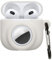 kwmobile Custodia 2 in 1 compatibile con Apple Airpods 4 e AirTag - Cover Cuffie Bluetooth - Protezione in Silicone con Moschettone - bianco