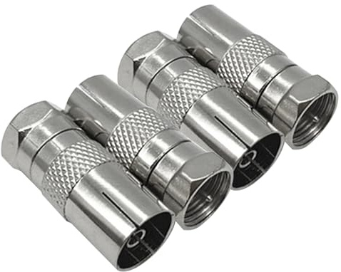 AUTUUCKEE 4pcs TV Aerial Connector, F Male to TV Female TV Aerial Socket Coax Adapter for Aerial Cables Satellite Cables 9.5TV Female to F Type Connector