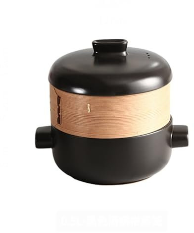 Vnook Ceramic Casserole Clay Pot, with Steamer Basket Casserole Pot, Ceramic Pot with Lid, Japanese Casserole, Stew Pot, For Shabu Shabu Home Cooking, Heat Resistant Ceramic Casserole(2L)