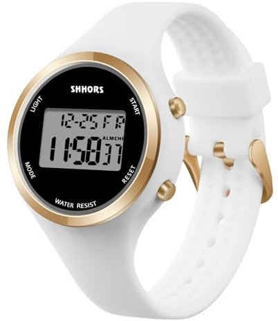 AOOSU Montre Digitale Femme, LED Montre Numérique avec Chronomètre, Chronographe de Sport Bracelet en Silicone Fonction Réveil Cadran Lumineux Facile À Lire