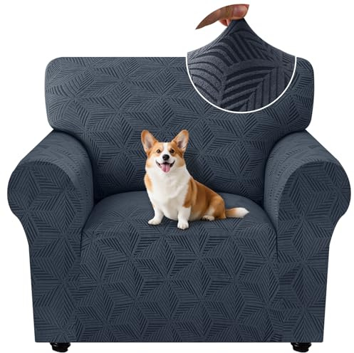 Ystyle Universal Sofa Überzug 1 Sitzer mit Armlehne, Dunkel Grau | Weicher Stretch Sofabezug, Couchbezug Kratzfest Rutschfest, Strecken Sofaüberwürfe, Sofaschoner Waschbar für Wohnzimmer