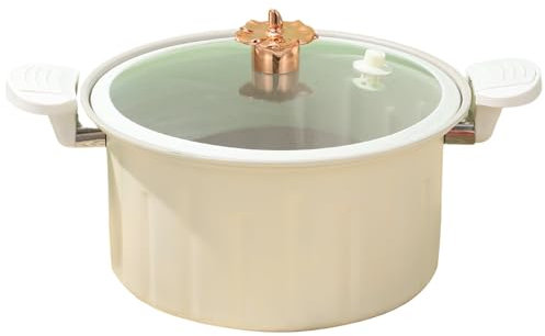 Micro Pressure Cooker 10L 11 Enamel Small Pressure Cooker with Lid, Handle & Safety Valve Quick Decompression Non-Stick Stew Pot for All Kinds of Stovetop, White.