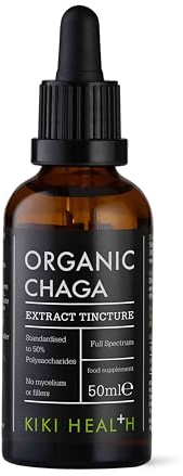KIKI Health - Organic Chaga Tincture - Supports Immune Function, Daily Vitality & Cellular Health - Full-Spectrum Chaga Sclerotium Extract - No Mycelium, Grains or Starch - 50ml
