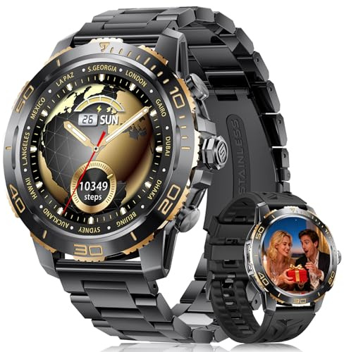 LIGE Montre Connectée Homme avec 800mAh, 1,43 AMOLED Business Smartwatch Homme avec Appel Bluetooth, 200+ Modes Sportifs, Fréquence Cardiaque, SpO2, Suivi du Sommeil pour Android iOS 2 Bracelet Noir