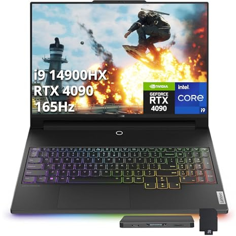 Lenovo Legion 9 16 3.2K 165Hz Gaming Laptop, Intel i9-14900HX, GeForce RTX 4090 16GB GDDR6, 32GB DDR5, 3TB Storage(2TB SSD+1TB Docking Station Set), RGB Backlit Keyboard, Wi-Fi 6E, Win 11, Black