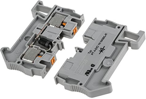 PHOENIX CONTACT PT 4-DIO 1N 5408/L-R Bauelementreihenklemme mit Integrierter Diode 1N5408, Grau, 800 V, 1.5 A, Push-in-Anschluss, 0,2 mm² - 6 mm² Querschnitt, 56 mm Länge, 6.2 mm Breite, 50 Stück