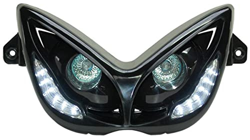 REPLAY - MASCHERA FARI ALOGENI REPLAY RR8 PER MBK 50 --NITRO-YAMAHA 50 AEROX NERO CON LED BIANCHI