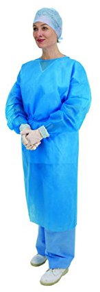 Premier Disposable Long Sleeve Exam Gown, Elasticated, Blue, 45 gsm, Pack of 10