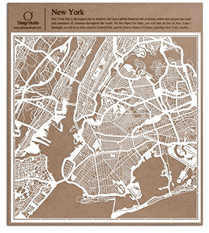 New York Scherenschnitt Karte, Weiß 30x30 cm Papierkunst