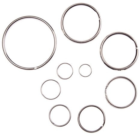 Karteo 10 x Schlüsselring | Durchmesser 50 mm Ø vernickelter Stahl | Schlüsselanhänger Metallring | für Schlüssel Anhänger Autoschlüssel Zutrittskarten Werkzeug Kartenhalter Schlüsselbänder
