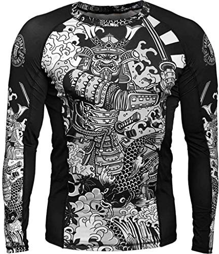 Hardcore Training Koi 2.0 Schwarz Rash Guard Men's Kompressionshemd Herren Lange Ärmel Grappling Jiu Jitsu MMA Fitness Boxen No Gi