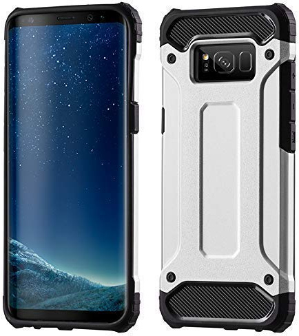 cofi1453 Schutzhülle Bumper Hybrid Armor kompatibel mit Samsung Galaxy S10e (G970F) Silikon Hülle Zubehör Tasche in Silber