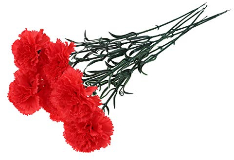 Amosfun Kunstblumen aus Seide, Nelke, für Hochzeit, Heimdekoration, 7 Zweige, Rot