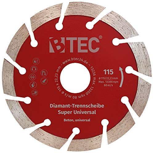 Diamanttrennscheibe 115x22,2 mm für Beton, Mauerwerk, Ziegel uvm. Diamant Trennscheibe 115 mm universal