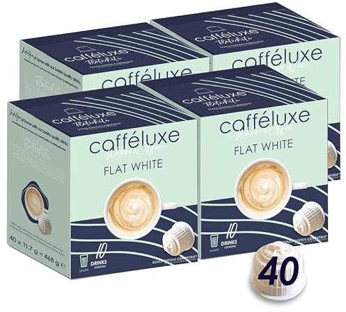 Caffeluxe-Flat White Coffee Pods(New Improved Formula)|Premium Flat White Dolce Gusto Compatible Pods|Flat White Capsules(40 Capsules=40 Servings)
