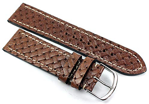 Sulla 22mm Kalbsleder geflochtene Prägung Uhrenarmbänder für Herren 22mm / 20mm handgemacht in Deutschland Echt Leder Braun