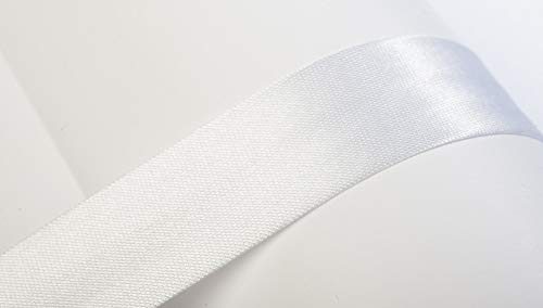 Jajasio Schrägband, 10m, Atlas (Satin), 19mm, gefalzt 01 ? weiss, Textilband, Einfassband in 40 Farben