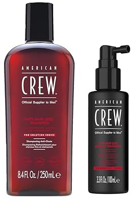AMERICAN CREW Anti-Hair Loss Pack: Anti-Haarausfall Shampoo, 250ml + Anti-Haarausfall Leave-in-Treatment, 100ml, Haarstärkung für Männer, Haarpflege für feines schütteres Haar, gegen Haarbruch