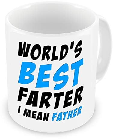 VIROSA Funny Dad Mug – “World’s Greatest Farter, I Mean Father” – Humorous Gift for Dad, Grandad, Husband, Boyfriend – Birthday, Father’s Day, Christmas, Secret Santa – 11oz Ceramic Coffee Cup