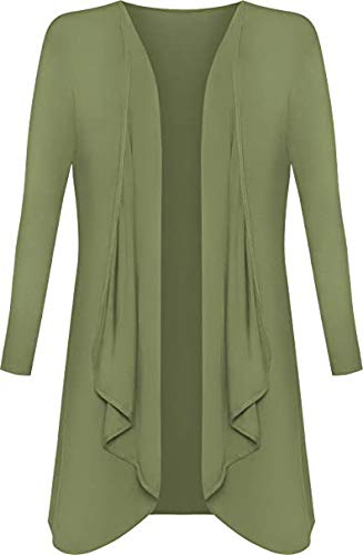 Womens Ladies Plus Size Long Sleeve Waterfall Cardigan Top Duster Coat Jacket, XXXL 24-26 Plus Size, Khaki
