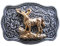 Piratenladen Edles Buckle mit Hirsch, Jäger, Tracht, Rotwild, 24 ct. Gold, Gürtelschnalle