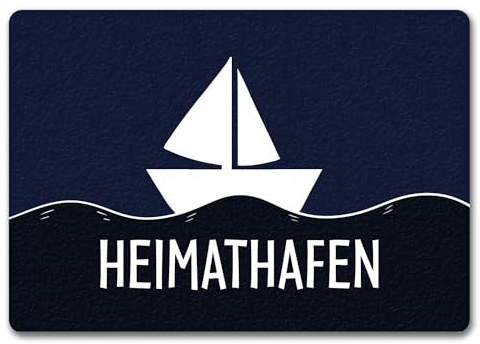 trendaffe Heimathafen Fußmatte mit Schiff und Meeresmotiv