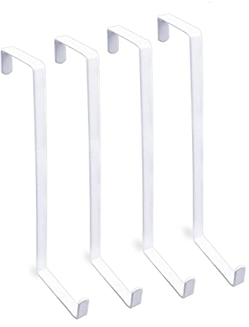 KOMUNJ 4 PCS Over The Door Hook Z-Shaped Reversible Door Hanger Hooks, Dual Head Single Over Door Hooks Fits 1.37inch and 1.81inch Door Widths for Hanging Towels, Clothes, Coats and More, White