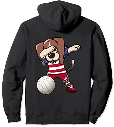 Dabbing Beagle Dog America-Volleyball-Liebhaber Jersey USA Flagge Pullover Hoodie
