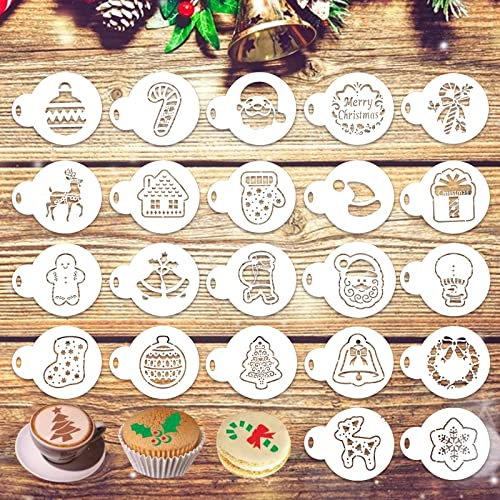22 Stück Cappuccino Kaffee Schablonen Weihnachten Plätzchen Schablonen Kuchen Schablone Kaffee Barista Schablonen Vorlagen Xmas Plätzchen Vorlage