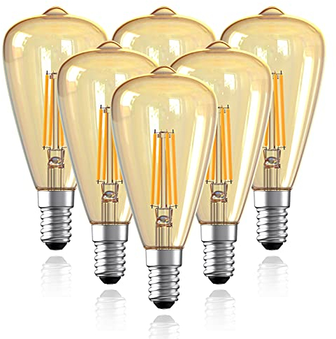 ESIP Edison Vintage Glühbirne,Edison LED Lampe Warmweiß ST48 E14 Retro Glühbirne Vintage Antike Glühbirne Ideal für Nostalgie und Retro Beleuchtung im Haus Café Bar usw - 6 Stück