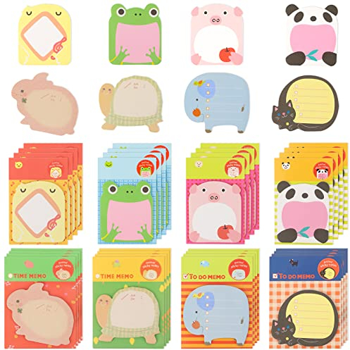32 Stück Tier Sticky Notes Set, Selbstklebend Haftnotizen Niedlich Haftnotizen Klebezettel, Cartoon Haftnotiz Anmerkungstabs, Geformt Notizzettel Klebend für Schülergeschenke Zuhause Büro Schule