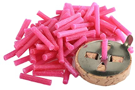 NKlaus 2 pcs Set 20g (ca. 80 pcs) Mecha de lámpara de Aceite Rosa de parafina y 1x Soporte de Mecha Flotante de 3cm 40930