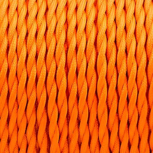 LEDSone Orange 16ft Vintage 2 Core Twisted Cable Fabric Cloth Covered Electrical Wire, 5m 2 Conductors 18 Gauge Textile Electric Cable Wire Coated in Colored Vintage Fabric for Lighting DIY Projects