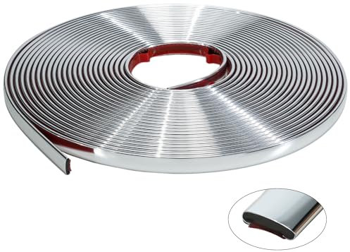 JSIWOTH 8M Moulures Auto-adhésives, Argent PVC Flexible Étanche, Baguette de Finition Auto-adhésive pour Mur, Carrelage, Fenêtres, Portes, Miroirs, Dosseret & Meubles(LARG.:1CM, ÉP.:0,25CM)