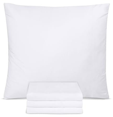 Utopia Bedding - Kissenbezug 60x60 4er Set - Kopfkissenbezug 60 x 60 aus 100% gebürsteter Mikrofaser mit Umschlagverschluss - Falten-, verblassen- und schmutzabweisende Kissenbezüge 60x60 - Weiß