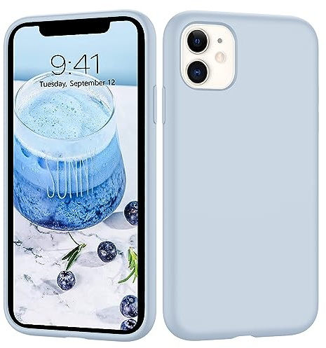 HGH für iPhone 11 Hülle Silikon mit 1 Lanyard Handyhülle für iPhone 11 Hülle Ultra Dünn Rundumschutz mit Weichem Microfiber-Innenfutter kameraschutz Schutzhülle für iPhone 12 Case 6.1 Baby blau