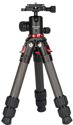 Koolehaoda Treppiede per fotocamera in fibra di carbonio, portatile, compatto, da viaggio, con testa a sfera a 360°, mini treppiede da tavolo per fotocamera DSLR, carico massimo 10 kg