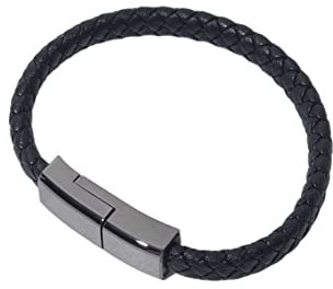 GIZTAT 2PCS Charging Bracelet,USB Charger Bracelet Fashion Wrist Data Charger Cord Leather Cuff Band for iPhone Lightning/Type C/Mirco (Color : Black, Size : iPhone Lightning-7.9)