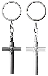 ARFUKA 2 Stück Trillerpfeife Notpfeife Signalpfeife Trainerpfeife Metall Kreuz Whistle mit Schlüsselanhänger für Outdoor Camping Wandern Jagen