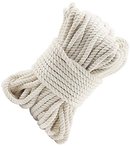 MANCHAP 10mm x 50m Macrame Cord, 164 Feet 4-Strand Natural Macrame Cotton Rope for Knitting, Gift Wrapping, Wedding Decorations